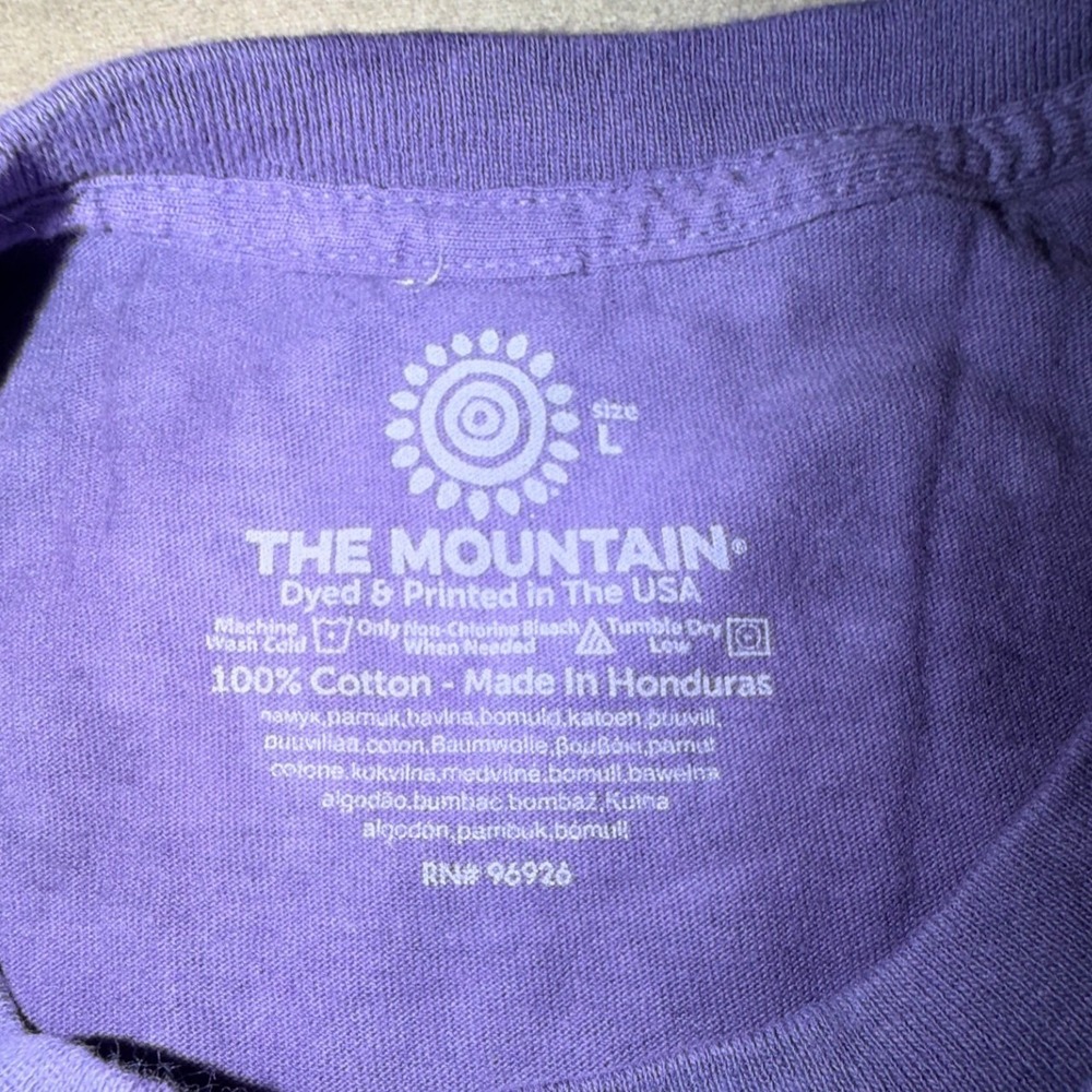 The Mountain Dean Russo Elephant Tie Dye Purple Graphic T-Shirt Mens Large - Picture 4 of 4